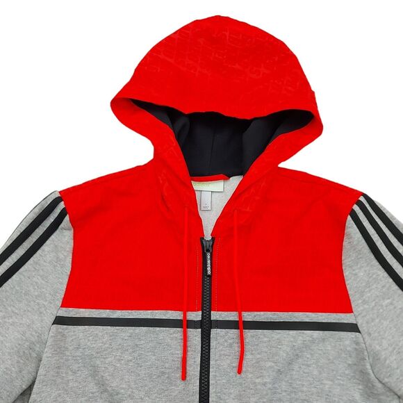 Adidas Neo Full Zip Hoodie Womens Small Gray Orange Athletic Long Sleeve Cozy - Picture 2 of 8